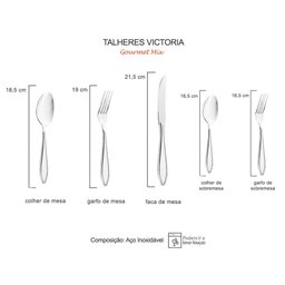 Faqueiro Inox Jogo Talheres Garfo Colher Faca Victoria 30un - 2