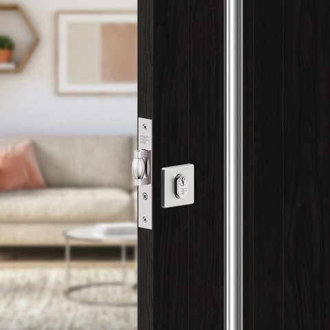 Fechadura Rolete Externa Roseta Quadrada 4145r55 3f Roseta Quadrada Inox - 4145r Cromo Acetinado