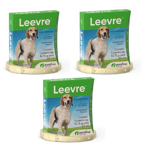 Coleira Leevre 63Cm Grande Kit 3Uni Antipulgas Carrapatos