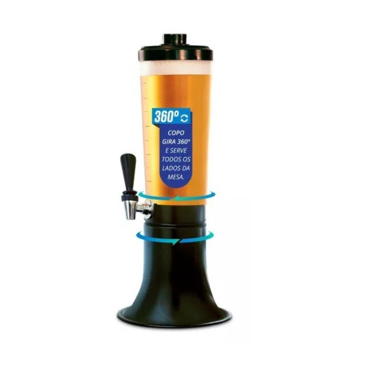 Torre de Chopp Doutor Beer 2,5l com Copo Giratório 360 Graus ...