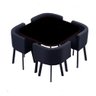 Mesa de Jantar Minimalista com 4 Cadeiras Compacta 1m2:base da Cadeiras Negras com Tecido Anti-rasgo - 14