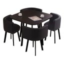 Ver imagem 5 de Mesa de Jantar Minimalista com 4 Cadeiras Compacta 1m2:base da Cadeiras Negras com Tecido Anti-rasgo