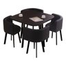 Mesa de Jantar Minimalista com 4 Cadeiras Compacta 1m2:base da Cadeiras Negras com Tecido Anti-rasgo - 13