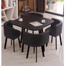 Mesa de Jantar Minimalista com 4 Cadeiras Compacta 1m2:base da Cadeiras Negras com Tecido Anti-rasgo - 4