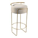 Ver imagem 2 de Banqueta Olivia em Linho e Base Metal Dourado Linho Bege