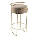 Ver imagem 1 de Banqueta Olivia em Linho e Base Metal Dourado Linho Bege