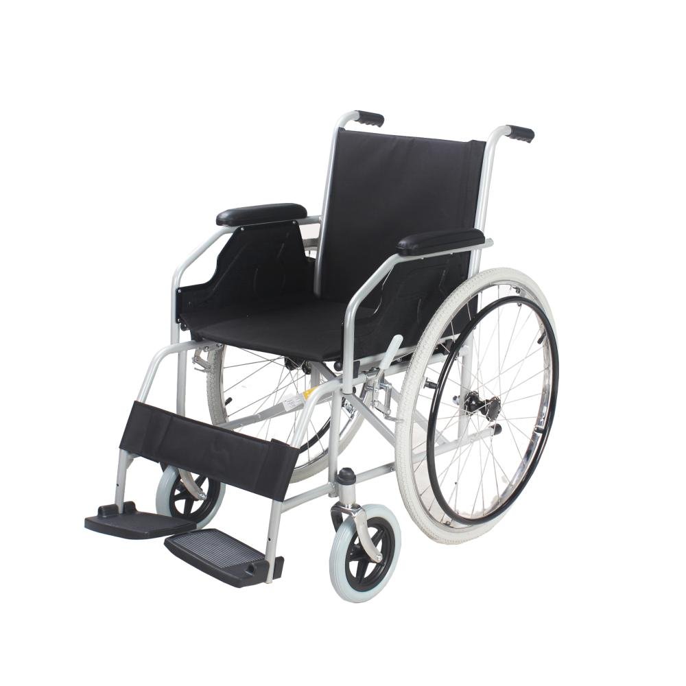 Cadeira de Rodas Dobrável em Aço Encosto 44 Cm Suporta até 100 Kg Pneu Maciço D100 Dellamed - 1