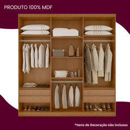 Guarda Roupa Divino Casal 6 Portas 4 Gavetas MDF - 4 Guarda Roupa Divino Casal 6 Portas 4 Gavetas MDF - 4