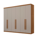 Ver imagem 2 de Guarda Roupa Divino Casal 6 Portas 4 Gavetas MDF Marrom/Imbuia/Off White