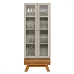 Cristaleira Marsala 2 Portas 3 Prateleiras Nature/off White - Linea Brasil - 2