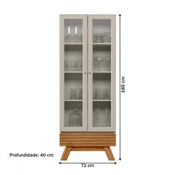 Cristaleira Marsala 2 Portas 3 Prateleiras Nature/off White - Linea Brasil - 4