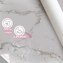 Ver imagem 2 de Papel de Parede Adesivo Marmorizado Branco Lávavel Sala Cozinha 10m