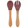 Colher e Garfo Silicone e Bambu Dig In Velvet Rose - Minikoioi - 1