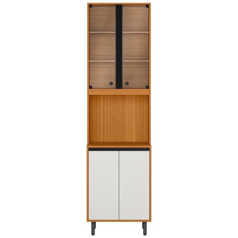 Paneleiro Cozinha Porta de Vidro Nala Freijó Uv Off White Acetinado Z44 - Mpozenato