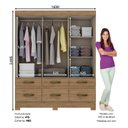 Ver imagem 7 de Guarda-Roupa Solteiro 3 Portas 6 Gavetas Kelly Espresso Móveis