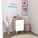 Ver imagem 3 de Aparador Para Frigobar Adega Estilo Industrial Pé Dourado:Off White