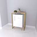 Ver imagem 1 de Aparador Para Frigobar Adega Estilo Industrial Pé Dourado:Off White