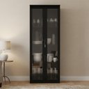Ver imagem 2 de Cristaleira Vertical 2 Portas de Vidro 3 Prateleiras 160,5cmx60cm Cr6004 Preto