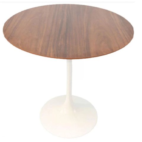 Mesa Lateral Tulipa Saarinen Redonda 51 Cm - Imbuia Base Branca Linn Design Decor Mesa Lateral Saari