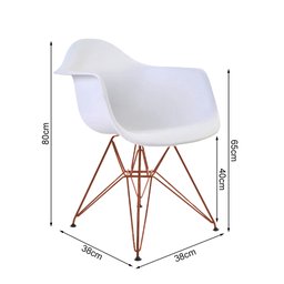 Mesa Industrial Jantar Branca 137x90cm Base Cobre V com 6 Poltronas Eames Eiffel Brancas Base Cobre - 6 Mesa Industrial Jantar Branca 137x90cm Base Cobre V com 6 Poltronas Eames Eiffel Brancas Base Cobre - 6