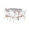 Mesa Industrial Jantar Branca 137x90cm Base Cobre V com 6 Poltronas Eames Eiffel Brancas Base Cobre - 2