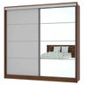 Guarda Roupa Casal Curitiba 2 Portas Desliz c/ Espelho Ipe/Off White - MiraRack - 1