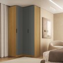 Ver imagem 1 de Guarda Roupa de Canto Reto 3 Portas Mdf Altezza Clean Belmax:freijó/titânio
