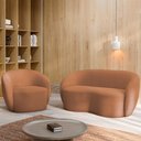 Ver imagem 1 de Conjunto 1 Sofá Living 160cm e 1 Poltrona Decorativa Sala de Estar Íbis Encosto Fixo Bouclê Terracot