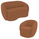 Ver imagem 2 de Conjunto 1 Sofá Living 160cm e 1 Poltrona Decorativa Sala de Estar Íbis Encosto Fixo Bouclê Terracot