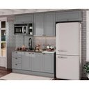 Ver imagem 1 de Kit Cozinha Modulada 7 Peças Americana 4 Aéreos + 2 Balcões + 1 Complemento sem Pia Cz139 Cinza