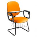 Ver imagem 1 de Cadeira Universitária com Prancheta para Escolas Linha Uno Laranja