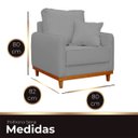 Ver imagem 7 de Kit Poltrona e Sofa Sena 2 Lugar Base de Madeira para Sala Hotel Linho Cinza