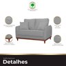 Kit Poltrona e Sofa Sena 2 Lugar Base de Madeira para Sala Hotel Linho Cinza - 10