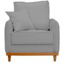 Ver imagem 3 de Kit Poltrona e Sofa Sena 2 Lugar Base de Madeira para Sala Hotel Linho Cinza