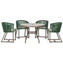 Ver imagem 1 de Mesa com 4 Cadeiras de Jantar Roma 100cm e Noronha em Aluminío Marrom Corda Nautica Estofado 5 Trama