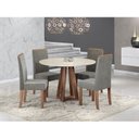 Ver imagem 1 de Conjunto Sala de Jantar Mesa Redonda Tampo de Vidro 4 Cadeiras Lívia