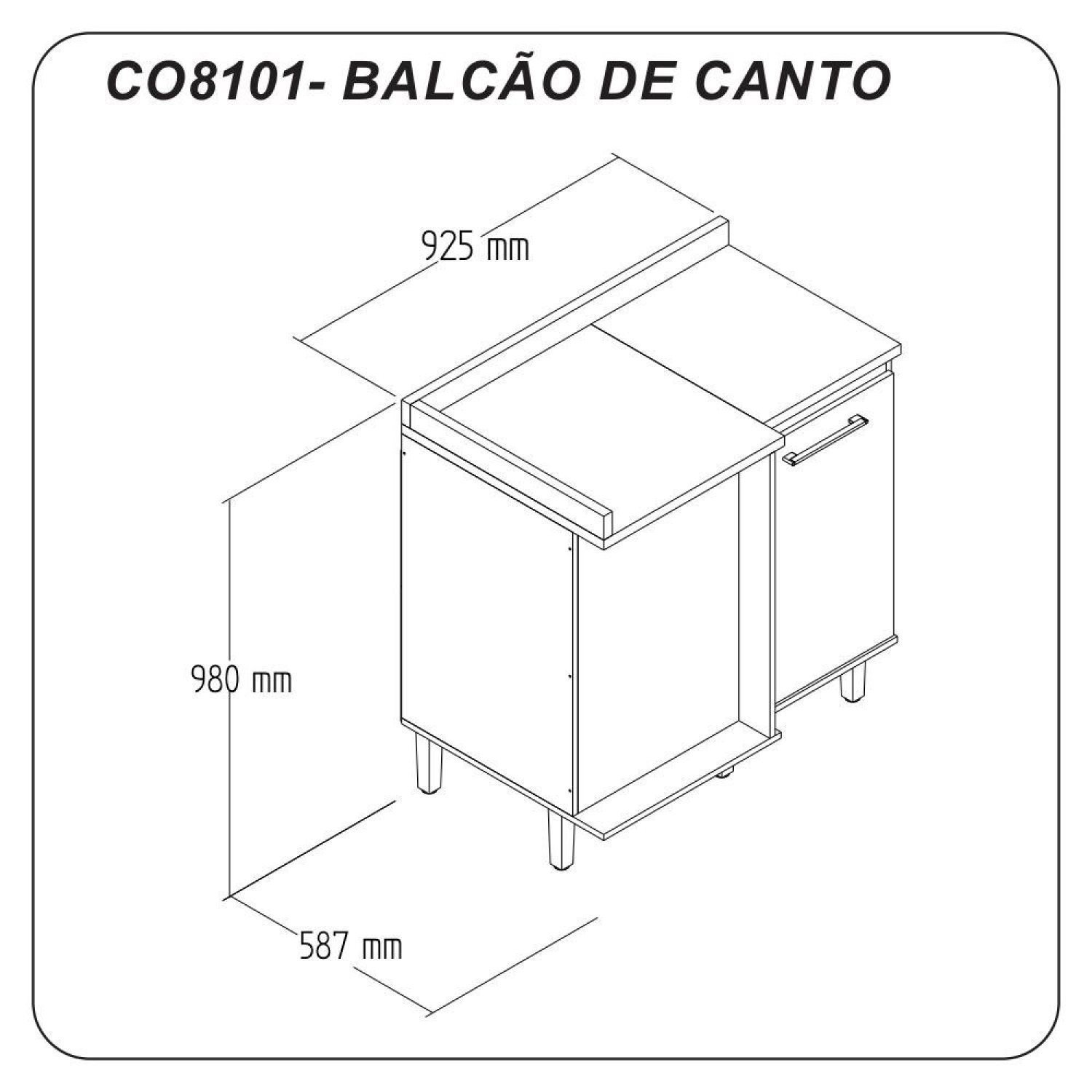 Balcão Canto Reto 1 Porta Gaia  Móveis - 4