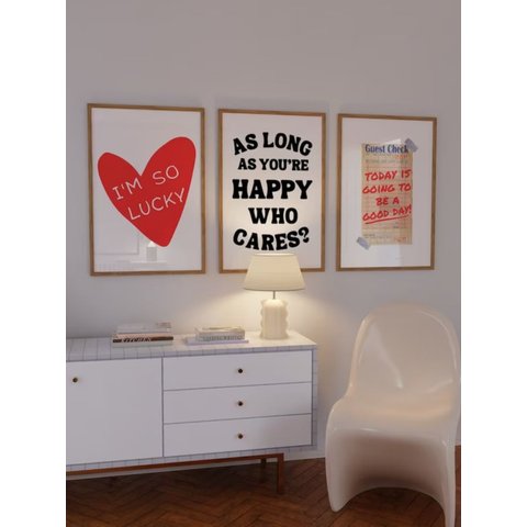 Kit 3 Quadros Decorativos Hoje Vai Ser Um Bom Dia - 40x60 - Moldura Madeira