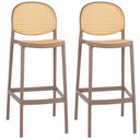 Ver imagem 1 de Kit 2 Banqueta Alta com Encosto Roma em Polipropileno - Marrom Claro