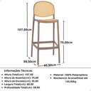 Ver imagem 7 de Kit 2 Banqueta Alta com Encosto Roma em Polipropileno - Marrom Claro