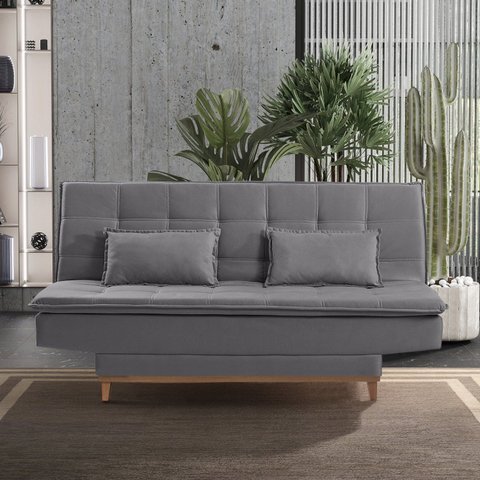Sofá Cama 3 Lugares 192cm com Pés de Madeira Luna