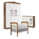 Ver imagem 1 de Quarto de Bebê New Selena 4 Portas com Berço Lila e Cômoda Selena Branco Acetinado Amadeirado – Caro
