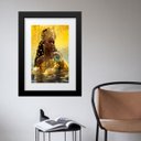 Ver imagem 1 de Quadro Orixá Oxum Moedas de Ouro - 60x48cm:madeira Preta
