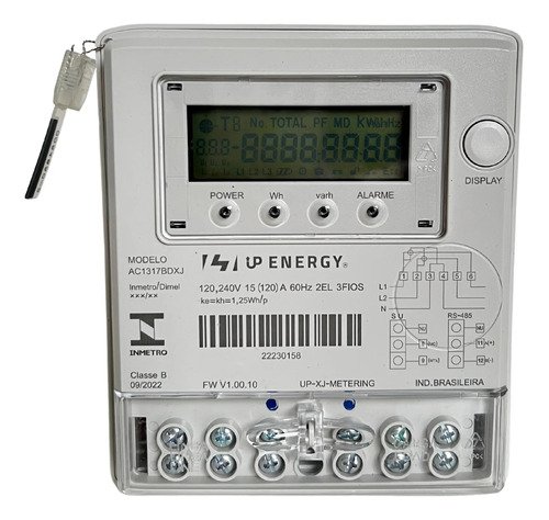 Medidor Elétrica Watimetro Bifásico 2f+n Up Energy Inmetro