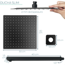 Ver imagem 5 de Ducha Preto Fosco Chuveiro Inox Quadrada 30x30 Braço 40cm
