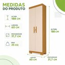 Ver imagem 3 de Armário Multiuso Israel 2 Portas com Chave 100% MDF Cinamomo/Off White