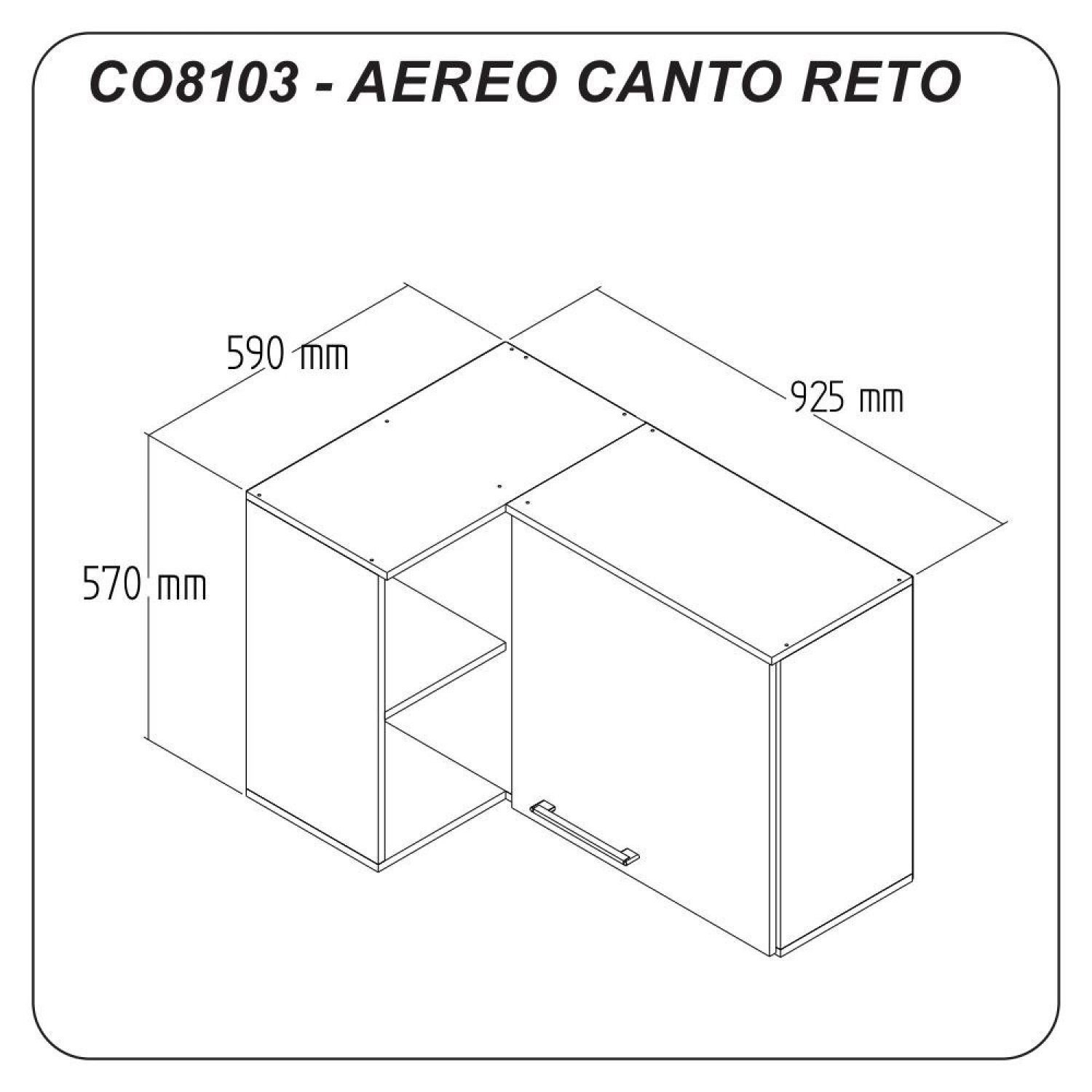 Armário Aéreo Canto Reto 1 Porta com Nicho Gaia  Móveis - 4