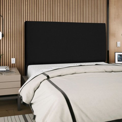 Cabeceira Cama Box Orgânica King 195cm Luna Suede C/frame Preto