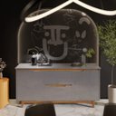 Ver imagem 4 de Buffet 2 Portas Corrediças Telescópicas Cinza/Freijó Flow EJ Móveis