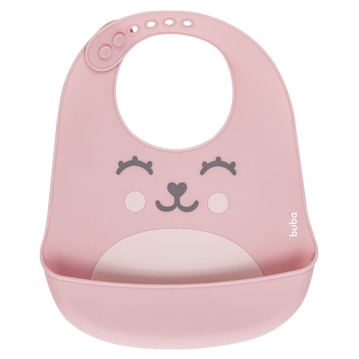 BABADOR DE SILICONE COM PEGA MIGALHAS DE BEBE GUMY BUBA: Rosa